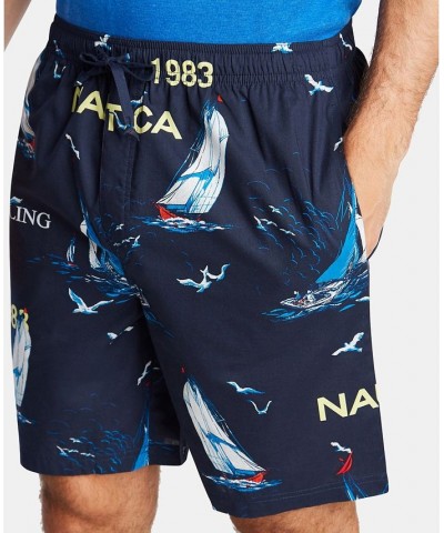 Men's Cotton Sailboat-Print Pajama Shorts Blue $12.93 Pajama