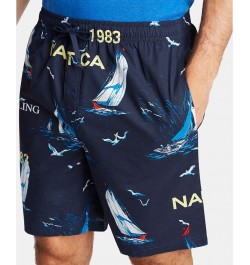 Men's Cotton Sailboat-Print Pajama Shorts Blue $12.93 Pajama