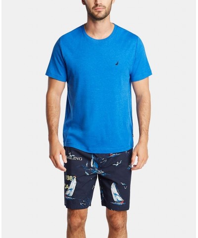 Men's Cotton Sailboat-Print Pajama Shorts Blue $12.93 Pajama