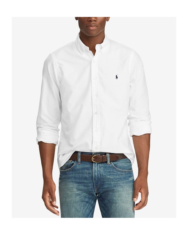 Men's Big and Tall Classic Fit Garment-Dyed Long-Sleeve Oxford Shirt White $56.70 Shirts