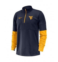 Men's Navy West Virginia Mountaineers Coaches Performance Quarter-Zip Pullover Jacket $52.24 Jackets