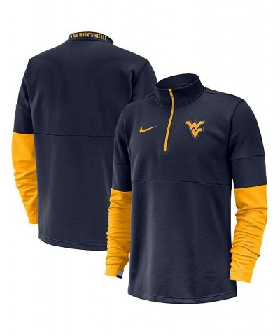 Men's Navy West Virginia Mountaineers Coaches Performance Quarter-Zip Pullover Jacket $52.24 Jackets