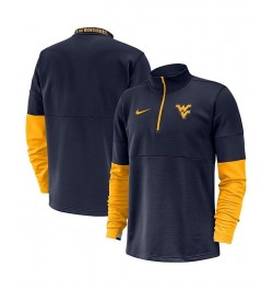 Men's Navy West Virginia Mountaineers Coaches Performance Quarter-Zip Pullover Jacket $52.24 Jackets