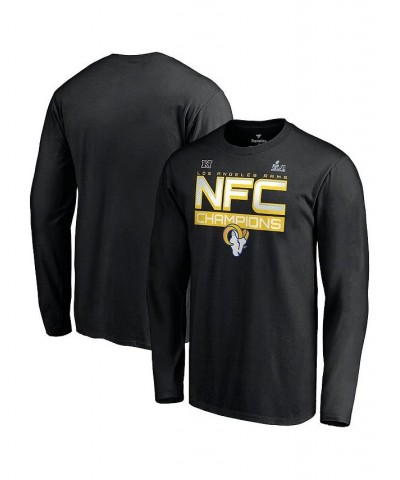 Men's Branded Black Los Angeles Rams 2021 NFC Champions Iconic Slant Long Sleeve T-shirt $16.20 T-Shirts