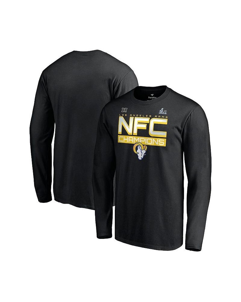 Men's Branded Black Los Angeles Rams 2021 NFC Champions Iconic Slant Long Sleeve T-shirt $16.20 T-Shirts