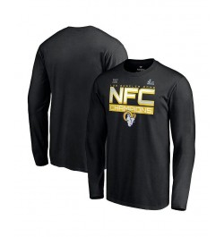 Men's Branded Black Los Angeles Rams 2021 NFC Champions Iconic Slant Long Sleeve T-shirt $16.20 T-Shirts