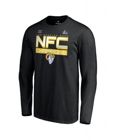 Men's Branded Black Los Angeles Rams 2021 NFC Champions Iconic Slant Long Sleeve T-shirt $16.20 T-Shirts