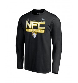 Men's Branded Black Los Angeles Rams 2021 NFC Champions Iconic Slant Long Sleeve T-shirt $16.20 T-Shirts