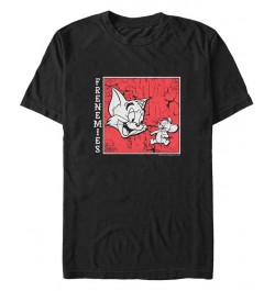 Men's Tom Jerry Frenemies Streetwear Short Sleeve T-shirt Black $19.24 T-Shirts