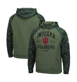 Men's Olive, Camo Indiana Hoosiers OHT Military-Inspired Appreciation Raglan Pullover Hoodie $41.24 Sweatshirt