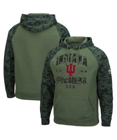 Men's Olive, Camo Indiana Hoosiers OHT Military-Inspired Appreciation Raglan Pullover Hoodie $41.24 Sweatshirt