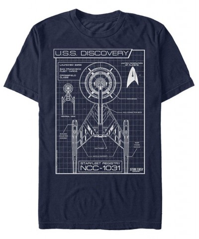 Star Trek Men's Discovery Ncc-1031 Schematic Short Sleeve T-Shirt Blue $19.24 T-Shirts