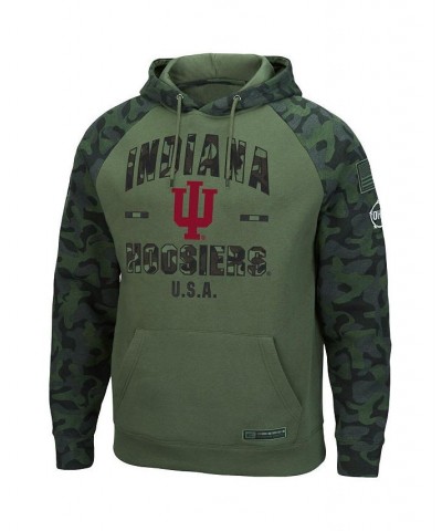 Men's Olive, Camo Indiana Hoosiers OHT Military-Inspired Appreciation Raglan Pullover Hoodie $41.24 Sweatshirt