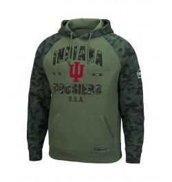 Men's Olive, Camo Indiana Hoosiers OHT Military-Inspired Appreciation Raglan Pullover Hoodie $41.24 Sweatshirt