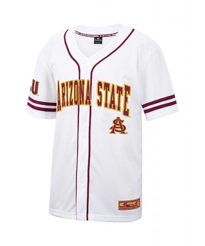 Men's White and Maroon Arizona State Sun Devils Free Spirited Baseball Jersey $27.84 Jersey