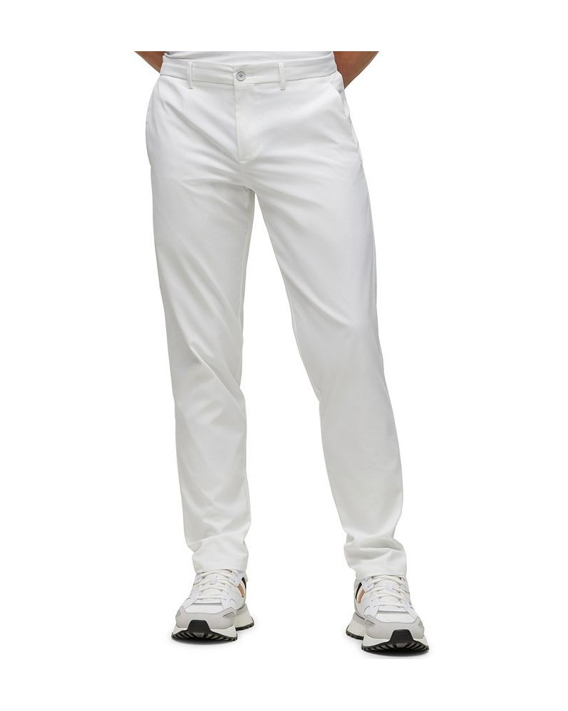 BOSS Men's Slim-Fit Water-Repellent Twill Trousers White $92.12 Pants