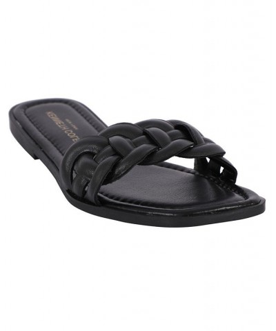 Women's Faye Flat Sandals Black $49.50 Shoes