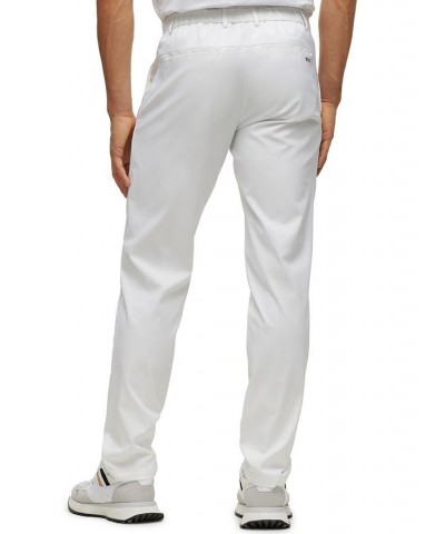 BOSS Men's Slim-Fit Water-Repellent Twill Trousers White $92.12 Pants