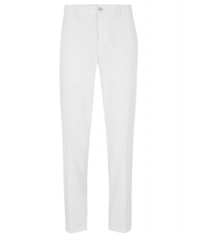 BOSS Men's Slim-Fit Water-Repellent Twill Trousers White $92.12 Pants