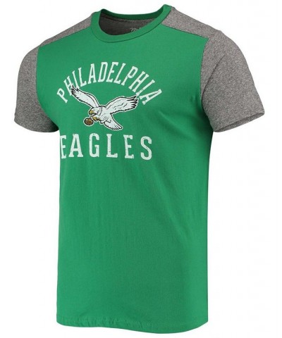 Men's Kelly Green, Heathered Gray Philadelphia Eagles Gridiron Classics Field Goal Slub T-shirt $24.20 T-Shirts