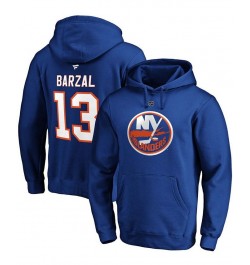 Men's Mathew Barzal Royal New York Islanders Authentic Stack Name and Number Pullover Hoodie $33.65 Sweatshirt