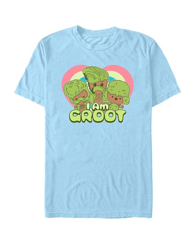 Men's Marvel Film I am Groot Hearts Short Sleeve T-shirt Blue $17.84 T-Shirts