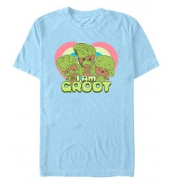 Men's Marvel Film I am Groot Hearts Short Sleeve T-shirt Blue $17.84 T-Shirts