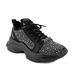 Women's Adana Lace-Up Sneakers Black $24.00 Shoes