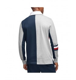 Men's Gray and Navy New England Patriots Rugby Long Sleeve Polo Shirt $52.64 Polo Shirts