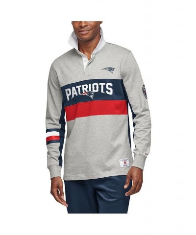 Men's Gray and Navy New England Patriots Rugby Long Sleeve Polo Shirt $52.64 Polo Shirts