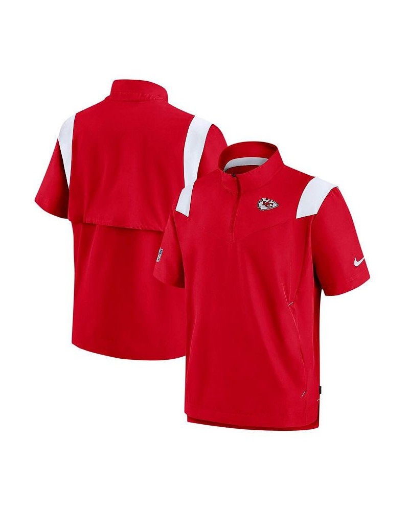 Men's Red Kansas City Chiefs Sideline Coaches Short Sleeve Quarter-Zip Jacket $39.20 Jackets