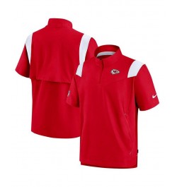 Men's Red Kansas City Chiefs Sideline Coaches Short Sleeve Quarter-Zip Jacket $39.20 Jackets