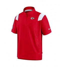 Men's Red Kansas City Chiefs Sideline Coaches Short Sleeve Quarter-Zip Jacket $39.20 Jackets