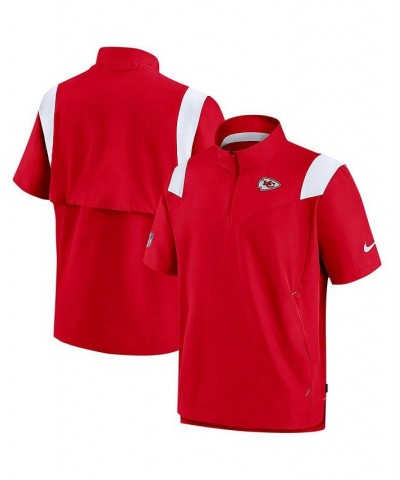 Men's Red Kansas City Chiefs Sideline Coaches Short Sleeve Quarter-Zip Jacket $39.20 Jackets