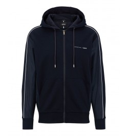 BOSS Men's Cotton-Blend Zip-Up Tonal Mesh Hoodie Blue $120.12 Sweatshirt