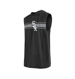 Men's Black Chicago White Sox Sleeveless Pullover Hoodie $28.99 T-Shirts