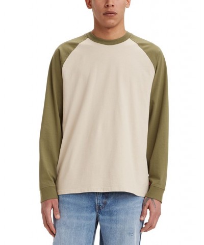 Men's Raglan Relaxed Fit Crewneck Long Sleeve T-Shirt PD01 $17.52 T-Shirts