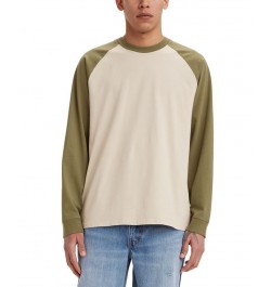 Men's Raglan Relaxed Fit Crewneck Long Sleeve T-Shirt PD01 $17.52 T-Shirts