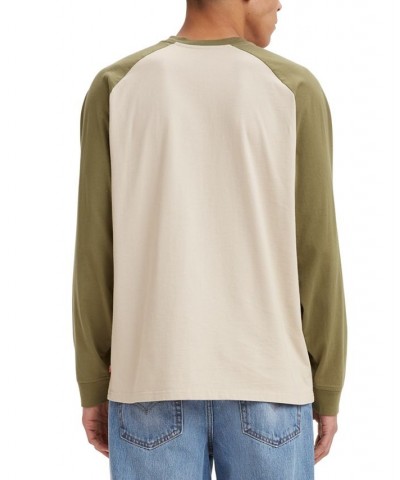 Men's Raglan Relaxed Fit Crewneck Long Sleeve T-Shirt PD01 $17.52 T-Shirts