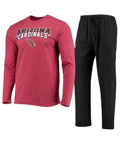 Men's Black, Cardinal Arizona Cardinals Meter Long Sleeve T-shirt and Pants Sleep Set $37.50 Pajama