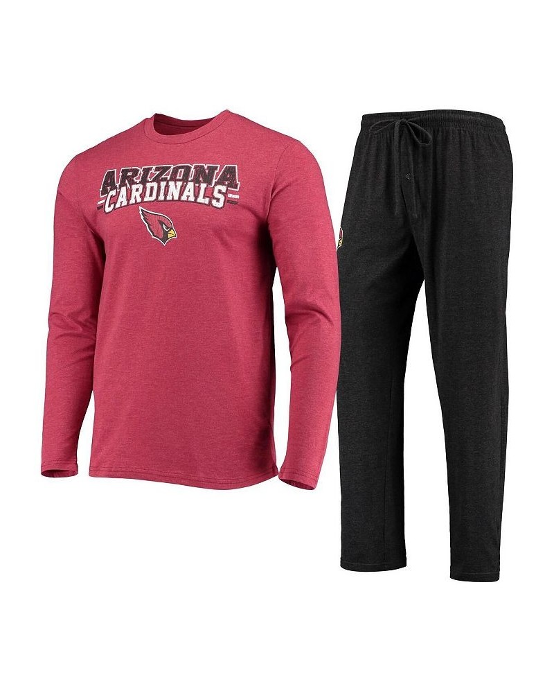 Men's Black, Cardinal Arizona Cardinals Meter Long Sleeve T-shirt and Pants Sleep Set $37.50 Pajama