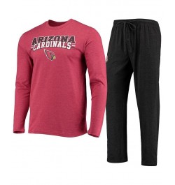 Men's Black, Cardinal Arizona Cardinals Meter Long Sleeve T-shirt and Pants Sleep Set $37.50 Pajama