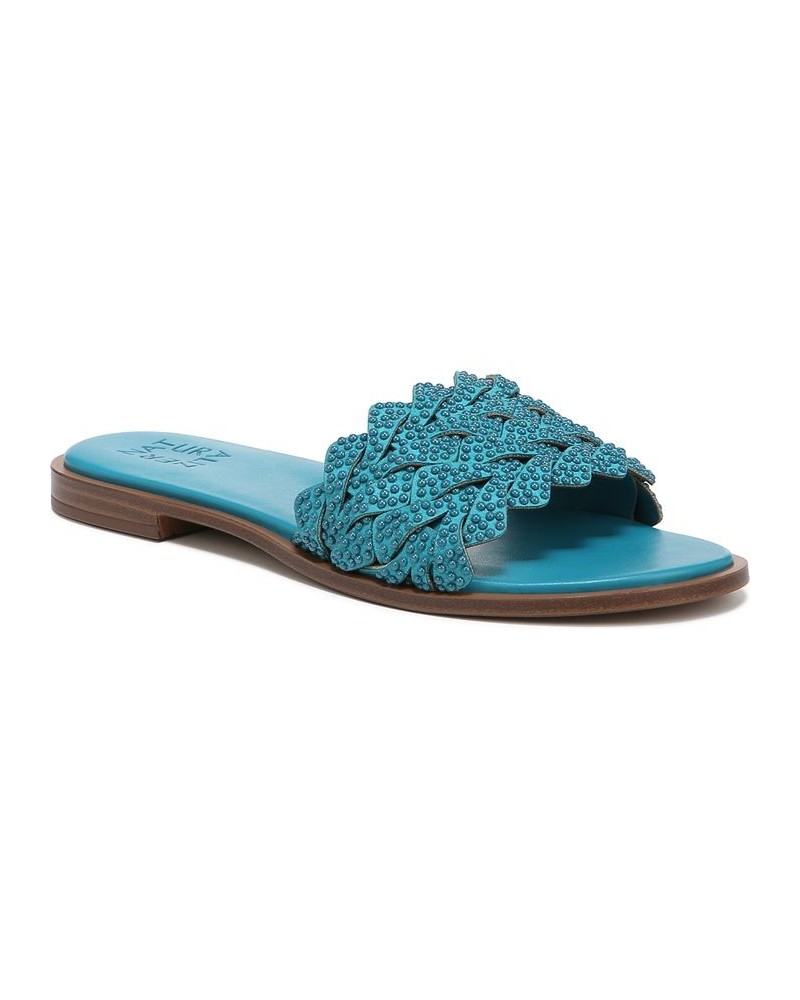 Fernanda Slide Sandals Blue $39.24 Shoes