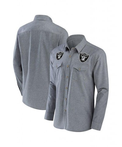 Men's NFL x Darius Rucker Collection by Gray Las Vegas Raiders Chambray Button-Up Long Sleeve Shirt $32.23 Shirts