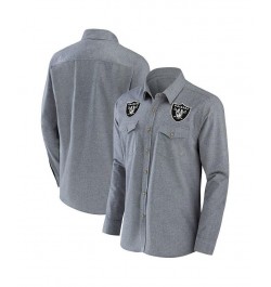 Men's NFL x Darius Rucker Collection by Gray Las Vegas Raiders Chambray Button-Up Long Sleeve Shirt $32.23 Shirts