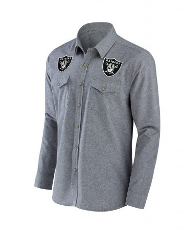 Men's NFL x Darius Rucker Collection by Gray Las Vegas Raiders Chambray Button-Up Long Sleeve Shirt $32.23 Shirts