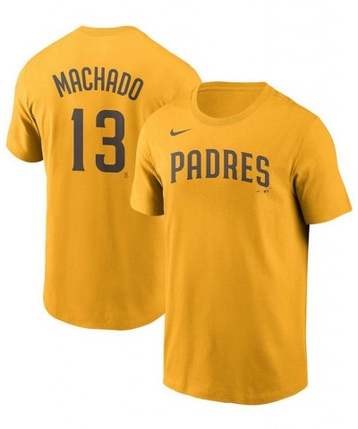 Men's Manny Machado Gold San Diego Padres Name Number T-shirt $25.99 T-Shirts