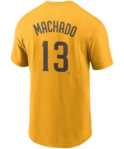 Men's Manny Machado Gold San Diego Padres Name Number T-shirt $25.99 T-Shirts