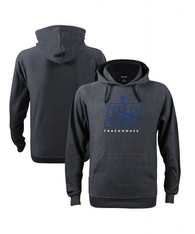 Men's Checkered Flag Heathered Charcoal Trackhouse Racing Graphic Pullover Hoodie $30.79 Sweatshirt