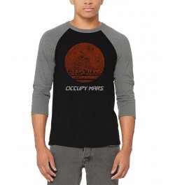 Men's Occupy Mars Raglan Baseball Word Art T-shirt Gray $21.60 T-Shirts